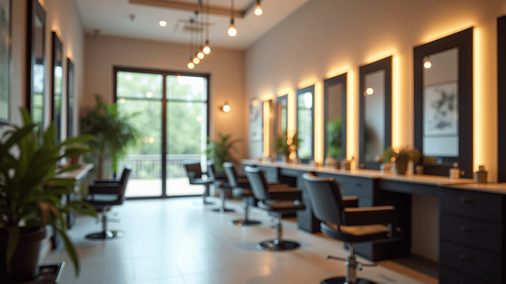 Vue rapprochée d’un salon de coiffure moderne dans le Tarn